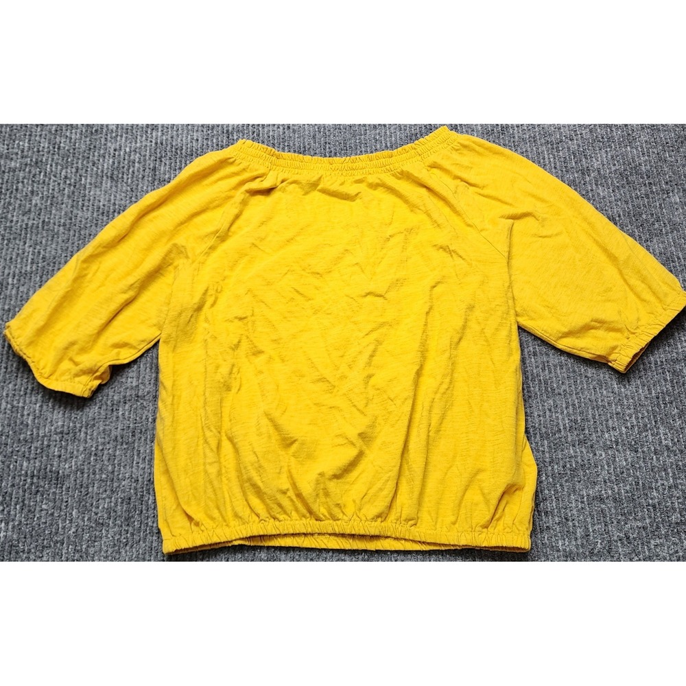 LOFT Mustard Yellow Smocked‎ Square Neck Peasant Blouse 3/4 Sleeve Small - Picture 6 of 6